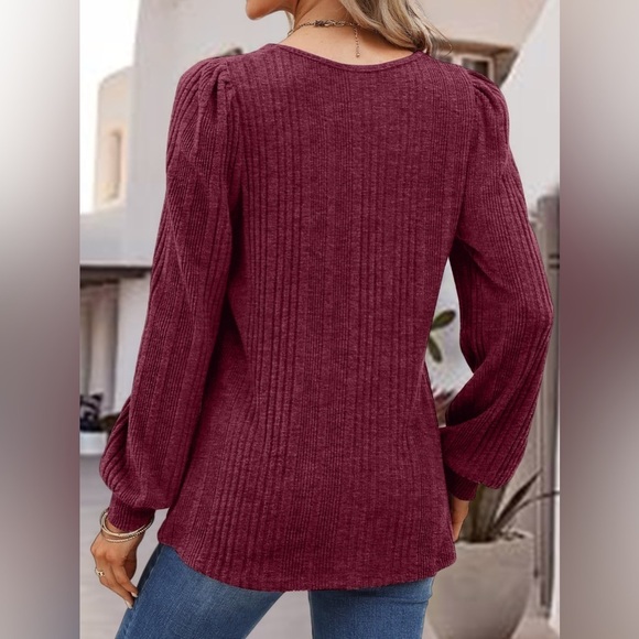 Chic Square Neck Long Sleeve Top - Picture 3 of 4